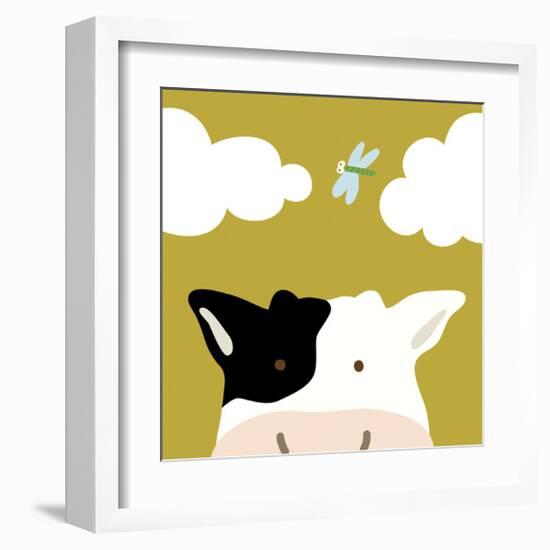 Peek-a-boo III - Cow-Yuko Lau-Framed Art Print