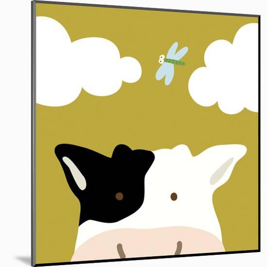 Peek-a-boo III - Cow-Yuko Lau-Mounted Art Print