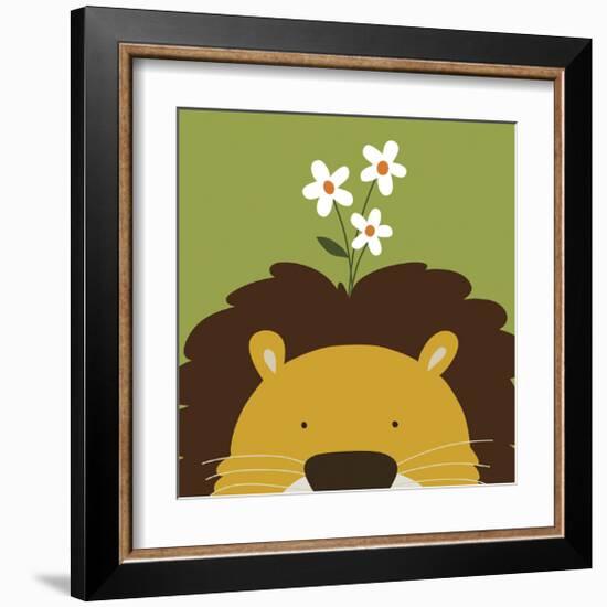 Peek-a-Boo Lion-Yuko Lau-Framed Art Print