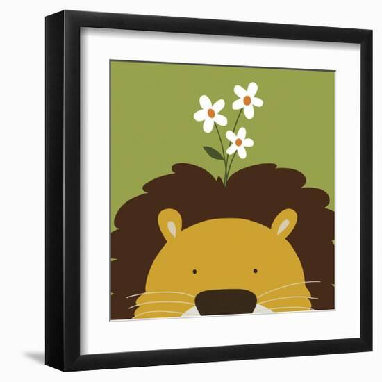 Peek-a-Boo Lion-Yuko Lau-Framed Art Print