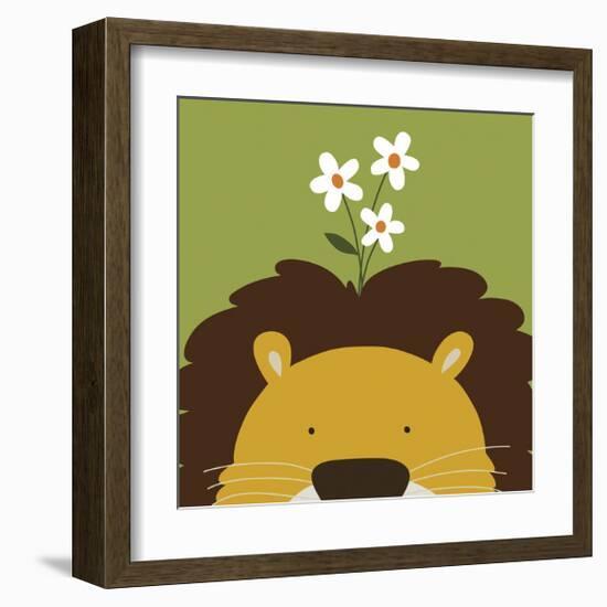 Peek-a-Boo Lion-Yuko Lau-Framed Art Print