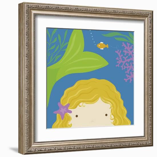 Peek-a-Boo Mermaid-Yuko Lau-Framed Art Print