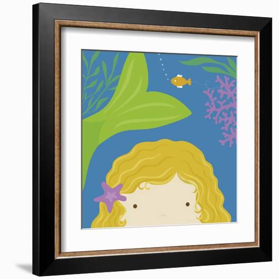 Peek-a-Boo Mermaid-Yuko Lau-Framed Art Print