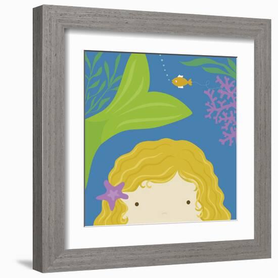 Peek-a-Boo Mermaid-Yuko Lau-Framed Art Print