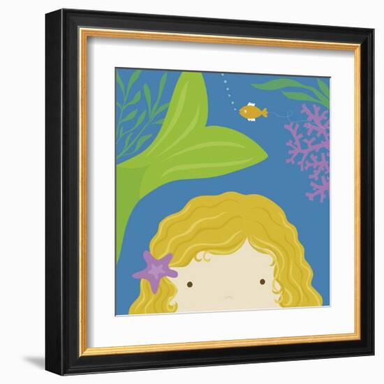 Peek-a-Boo Mermaid-Yuko Lau-Framed Art Print