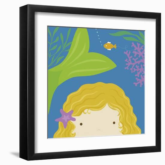 Peek-a-Boo Mermaid-Yuko Lau-Framed Art Print