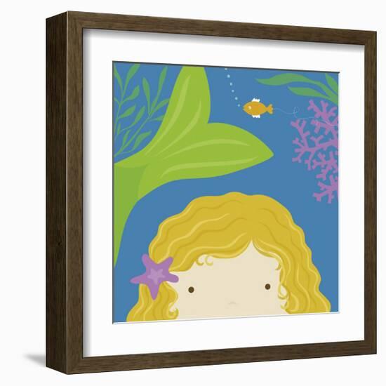 Peek-a-Boo Mermaid-Yuko Lau-Framed Art Print