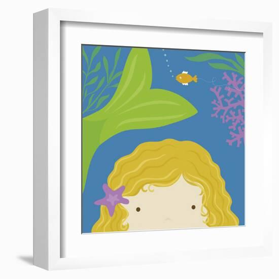 Peek-a-Boo Mermaid-Yuko Lau-Framed Art Print