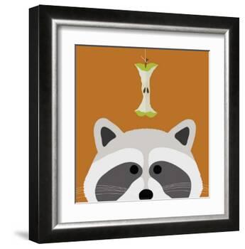 Peek-a-Boo Raccoon-Yuko Lau-Framed Art Print