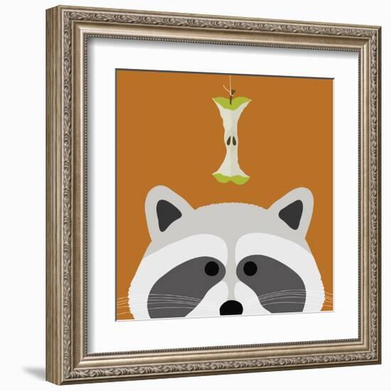 Peek-a-Boo Raccoon-Yuko Lau-Framed Art Print