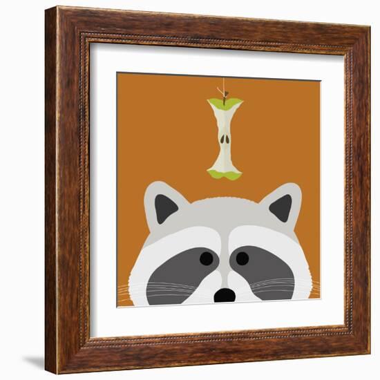 Peek-a-Boo Raccoon-Yuko Lau-Framed Art Print