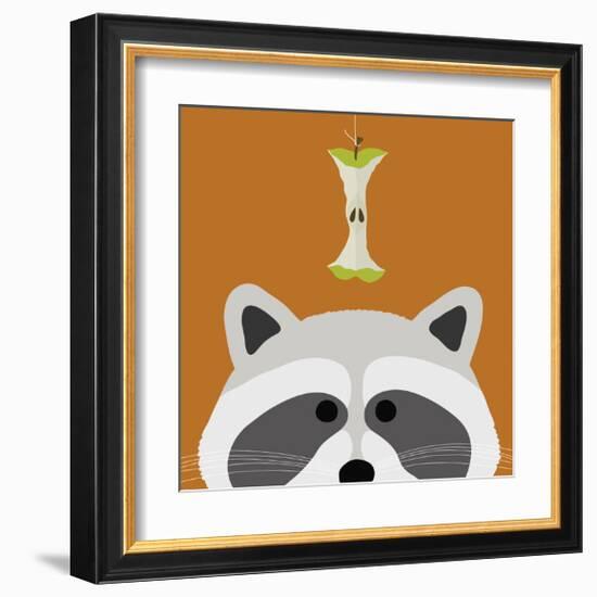 Peek-a-Boo Raccoon-Yuko Lau-Framed Art Print