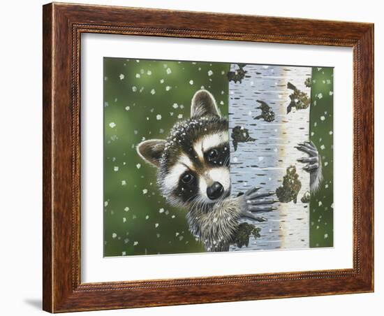 Peek-A-Boo Raccoon-William Vanderdasson-Framed Giclee Print