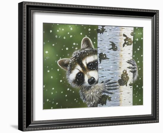 Peek-A-Boo Raccoon-William Vanderdasson-Framed Giclee Print