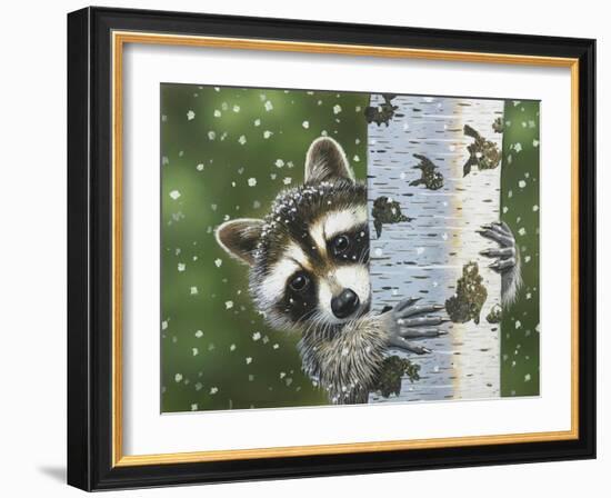 Peek-A-Boo Raccoon-William Vanderdasson-Framed Giclee Print