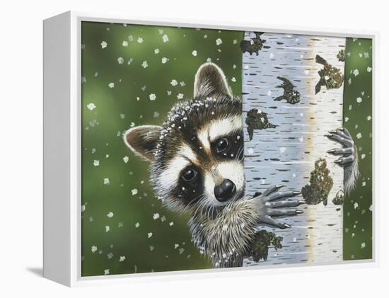 Peek-A-Boo Raccoon-William Vanderdasson-Framed Premier Image Canvas