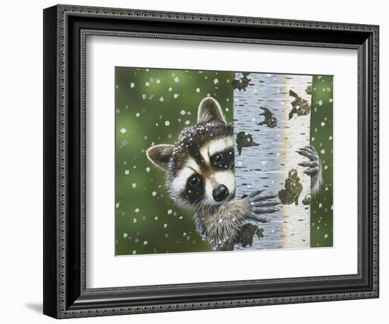 Peek-A-Boo Raccoon-William Vanderdasson-Framed Giclee Print