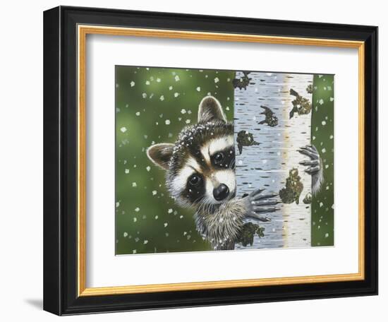 Peek-A-Boo Raccoon-William Vanderdasson-Framed Giclee Print