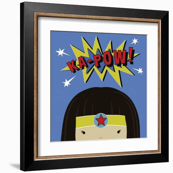 Peek-a-Boo Supergirl-Yuko Lau-Framed Art Print