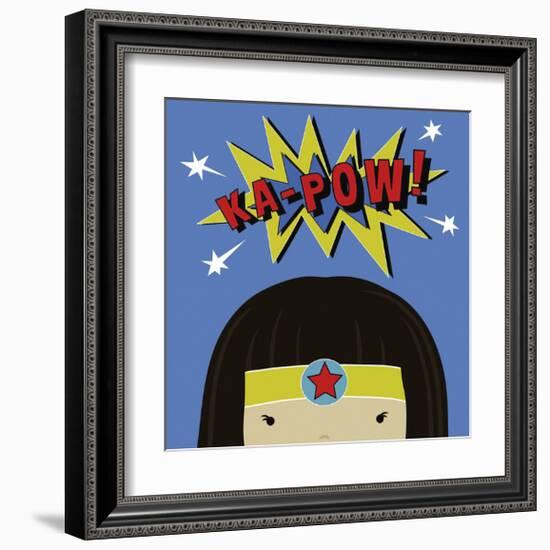 Peek-a-Boo Supergirl-Yuko Lau-Framed Art Print