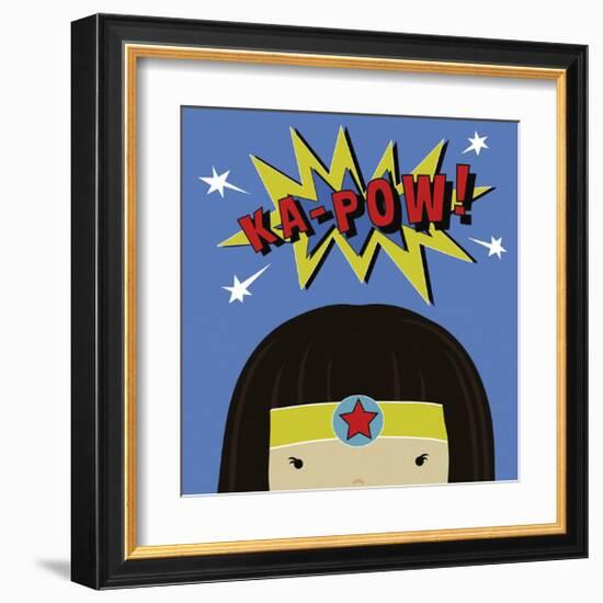 Peek-a-Boo Supergirl-Yuko Lau-Framed Art Print