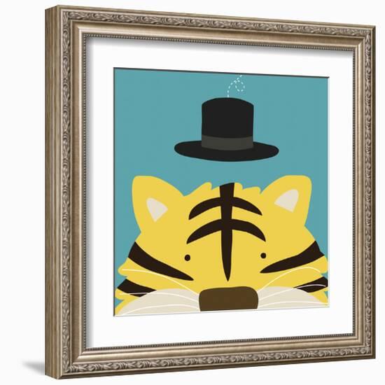 Peek-a-Boo Tiger-Yuko Lau-Framed Art Print