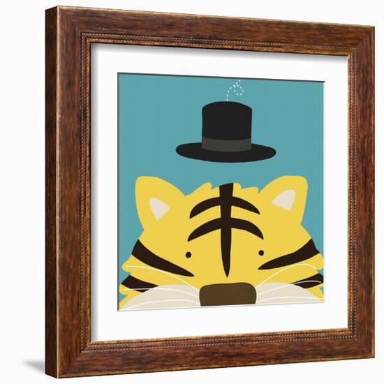 Peek-a-Boo Tiger-Yuko Lau-Framed Art Print