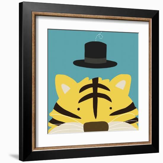 Peek-a-Boo Tiger-Yuko Lau-Framed Art Print