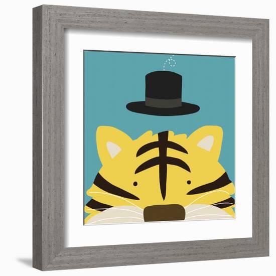 Peek-a-Boo Tiger-Yuko Lau-Framed Art Print