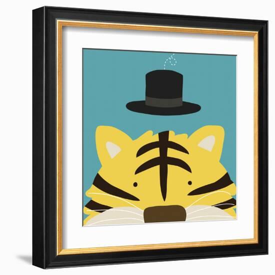 Peek-a-Boo Tiger-Yuko Lau-Framed Art Print