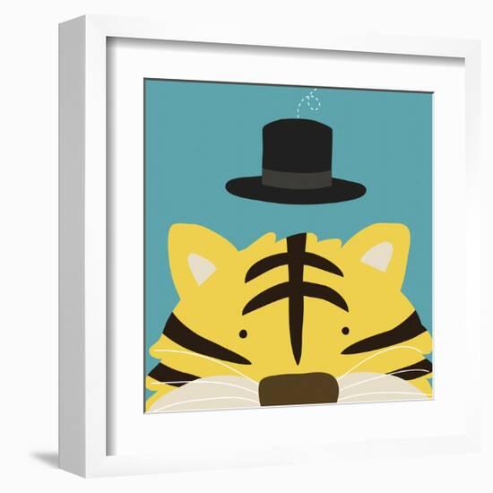 Peek-a-Boo Tiger-Yuko Lau-Framed Art Print