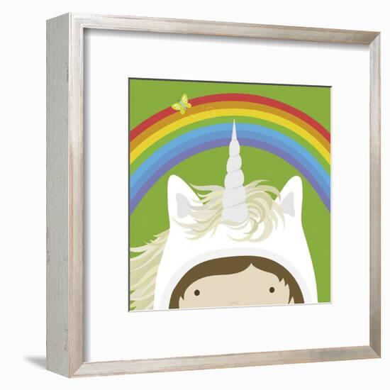 Peek-a-Boo Unicorn-Yuko Lau-Framed Art Print