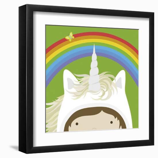 Peek-a-Boo Unicorn-Yuko Lau-Framed Art Print