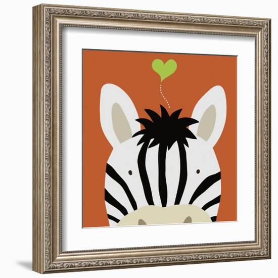 Peek-a-Boo Zebra-Yuko Lau-Framed Art Print