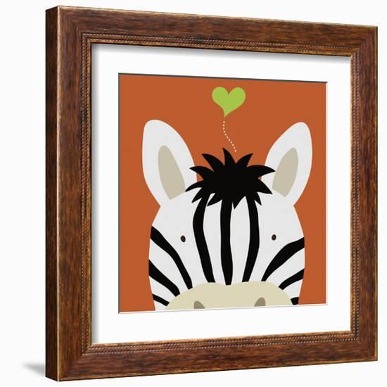 Peek-a-Boo Zebra-Yuko Lau-Framed Art Print