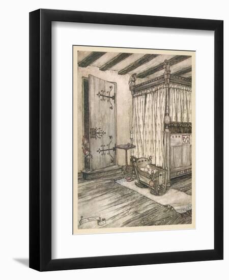 Peeking at Baby-Arthur Rackham-Framed Art Print