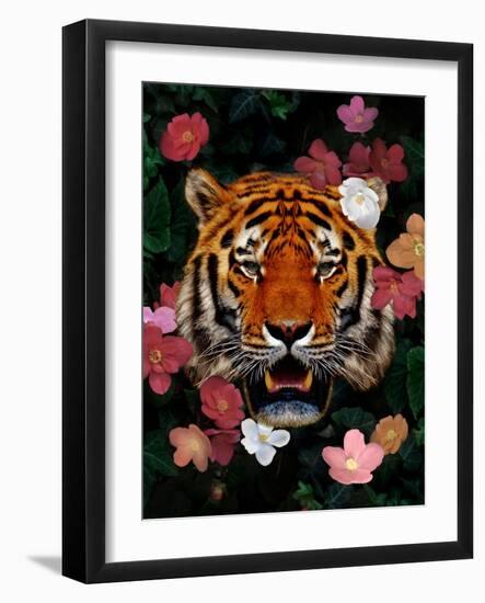 Peeking Floral Beast-Marcus Prime-Framed Art Print