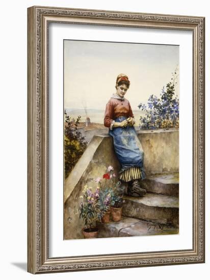 Peeling an Apple-Daniel Ridgway Knight-Framed Giclee Print