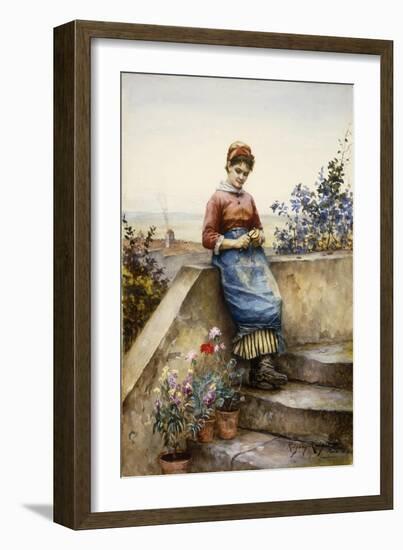 Peeling an Apple-Daniel Ridgway Knight-Framed Giclee Print