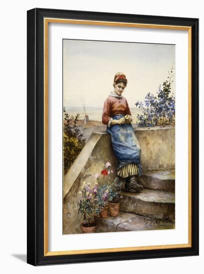 Peeling an Apple-Daniel Ridgway Knight-Framed Giclee Print