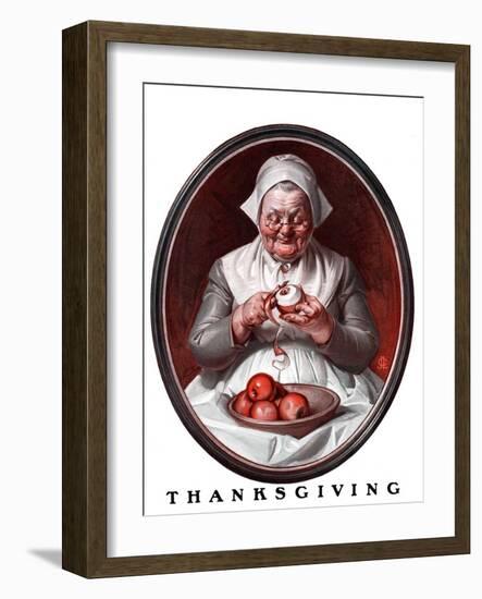 "Peeling Apples,"November 28, 1925-Joseph Christian Leyendecker-Framed Giclee Print