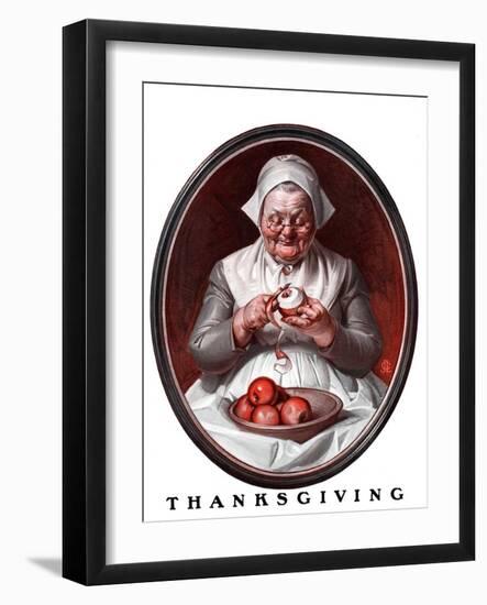 "Peeling Apples,"November 28, 1925-Joseph Christian Leyendecker-Framed Giclee Print