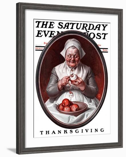 "Peeling Apples," Saturday Evening Post Cover, November 28, 1925-Joseph Christian Leyendecker-Framed Giclee Print