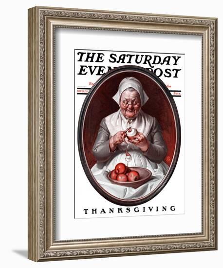 "Peeling Apples," Saturday Evening Post Cover, November 28, 1925-Joseph Christian Leyendecker-Framed Giclee Print