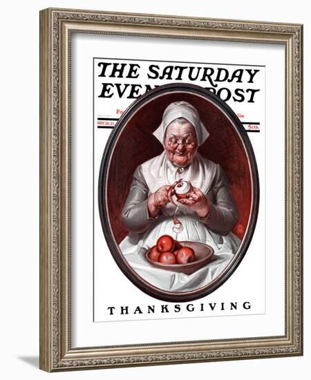 "Peeling Apples," Saturday Evening Post Cover, November 28, 1925-Joseph Christian Leyendecker-Framed Giclee Print