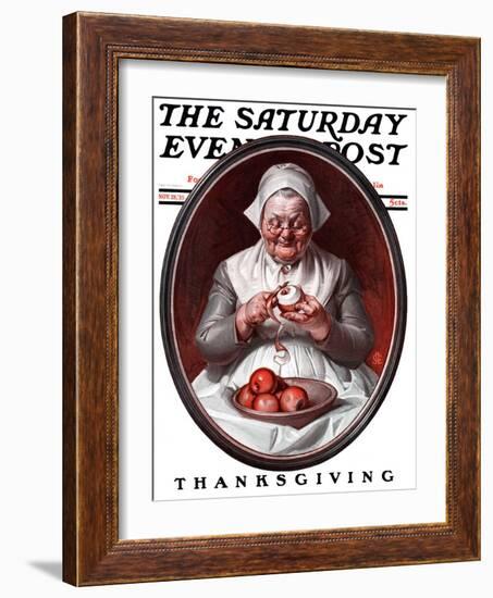 "Peeling Apples," Saturday Evening Post Cover, November 28, 1925-Joseph Christian Leyendecker-Framed Giclee Print