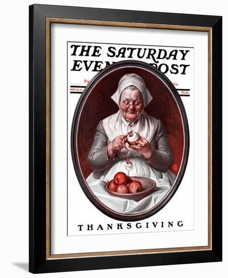 "Peeling Apples," Saturday Evening Post Cover, November 28, 1925-Joseph Christian Leyendecker-Framed Giclee Print