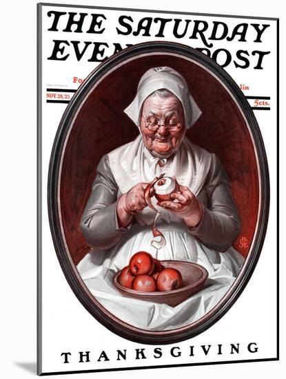 "Peeling Apples," Saturday Evening Post Cover, November 28, 1925-Joseph Christian Leyendecker-Mounted Giclee Print