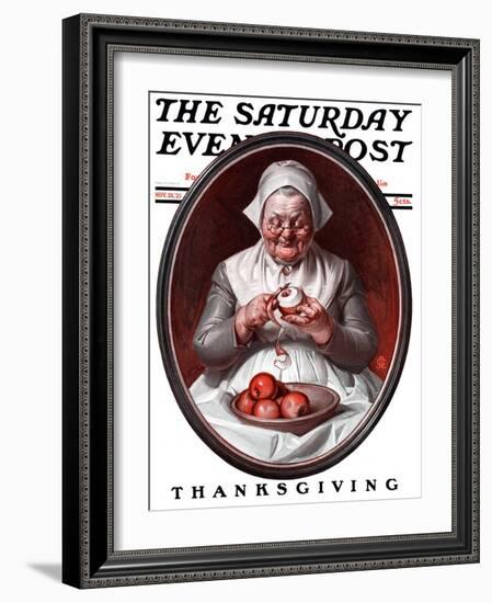 "Peeling Apples," Saturday Evening Post Cover, November 28, 1925-Joseph Christian Leyendecker-Framed Giclee Print