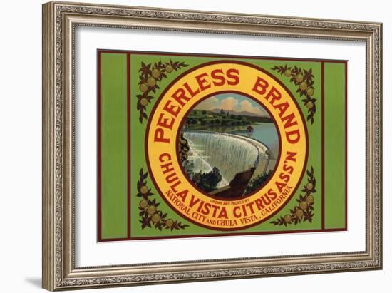 Peerless Brand - Chula Vista, California - Citrus Crate Label-Lantern Press-Framed Art Print